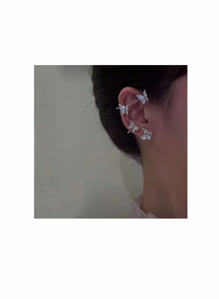 SYOSI KASTWAVE Shining Butterfly Ear Cuffs Zircon Butterfly Earrings for Women Ear Cuffs for Women Non Piercing Ear Wrap Around Earrings for Girls - Image 5