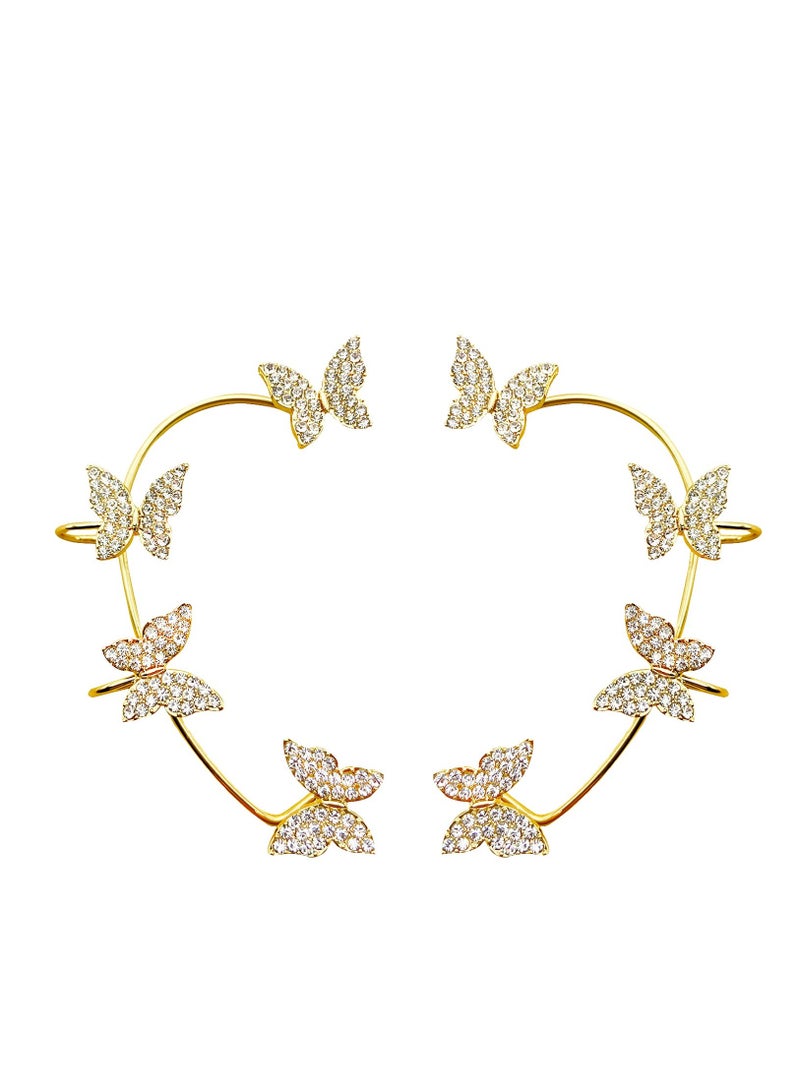 SYOSI KASTWAVE Shining Butterfly Ear Cuffs Zircon Butterfly Earrings for Women Ear Cuffs for Women Non Piercing Ear Wrap Around Earrings for Girls - Image 1