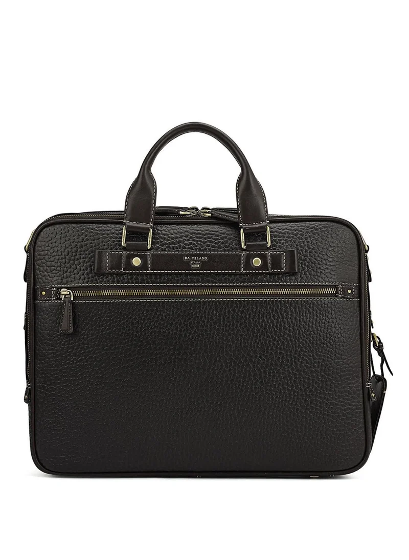 دا ميلانو حقيبة لاب توب جلد طبيعي بني من دا ميلانو