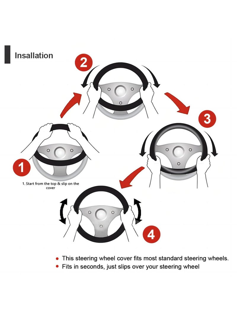 Agc Luxurious Fluffy Fur Steering Wheel Cover - Premium Smooth Fur, Universal Fit 38cm Medium Size BLACK - Image 5