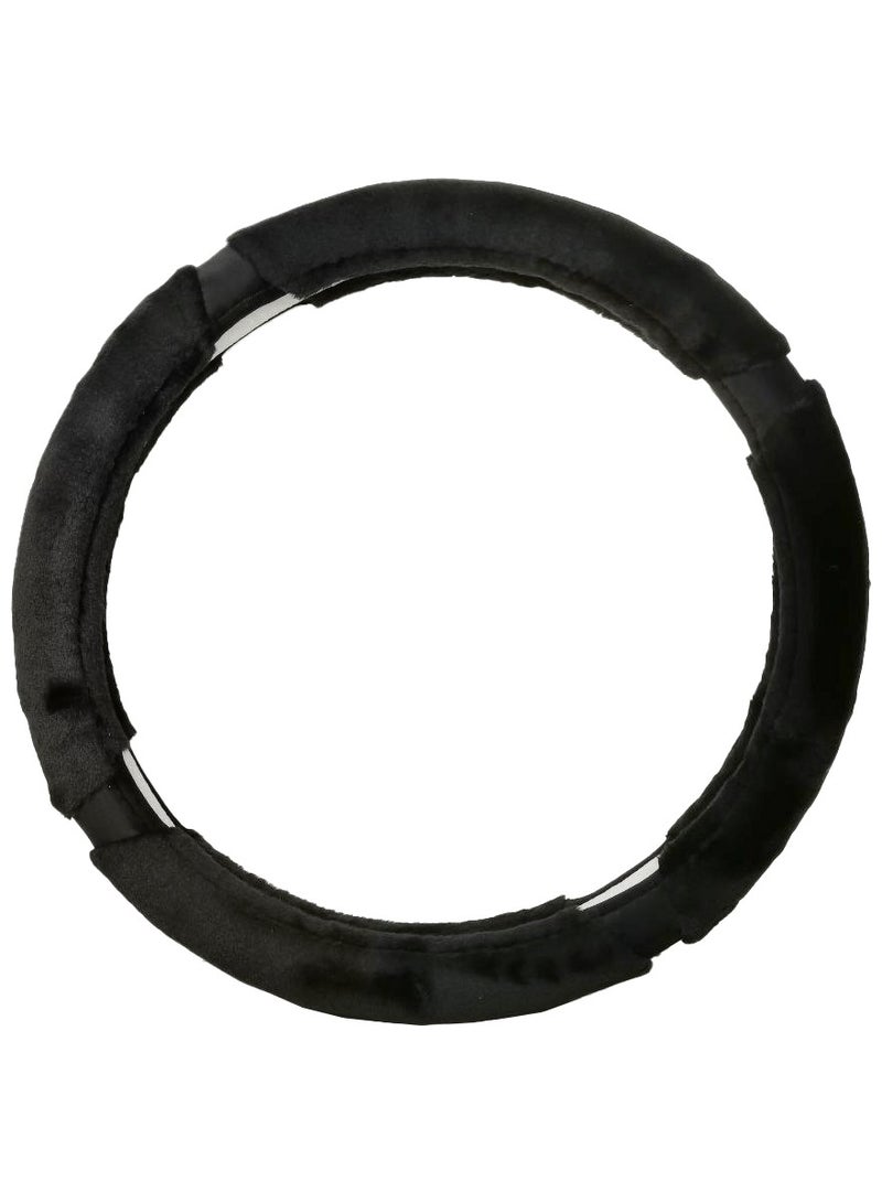 Agc Luxurious Fluffy Fur Steering Wheel Cover - Premium Smooth Fur, Universal Fit 38cm Medium Size BLACK - Image 2