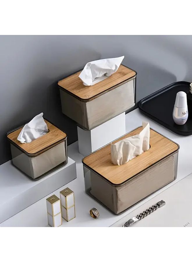 Small Modern Rectangular Tissue Box Holder With Lid For Bathroom Dining Office Storage - Image 1
