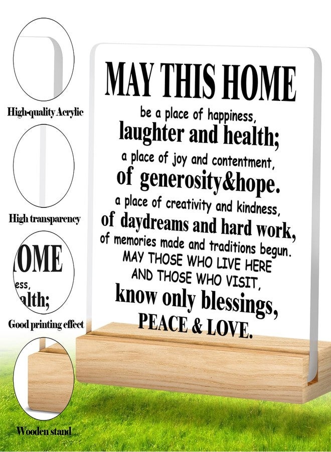 Zauly Housewarming Gifts for Women and Men - May This Home Acrylic Desk Sign Decor - Religious House Warming Gift - Image 2