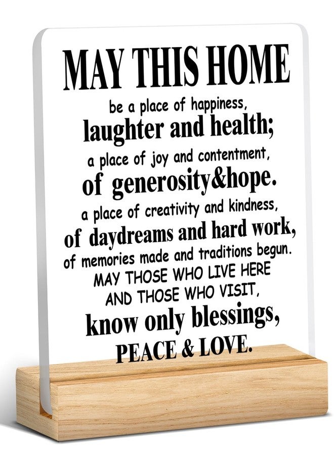 Zauly Housewarming Gifts for Women and Men - May This Home Acrylic Desk Sign Decor - Religious House Warming Gift - Image 1