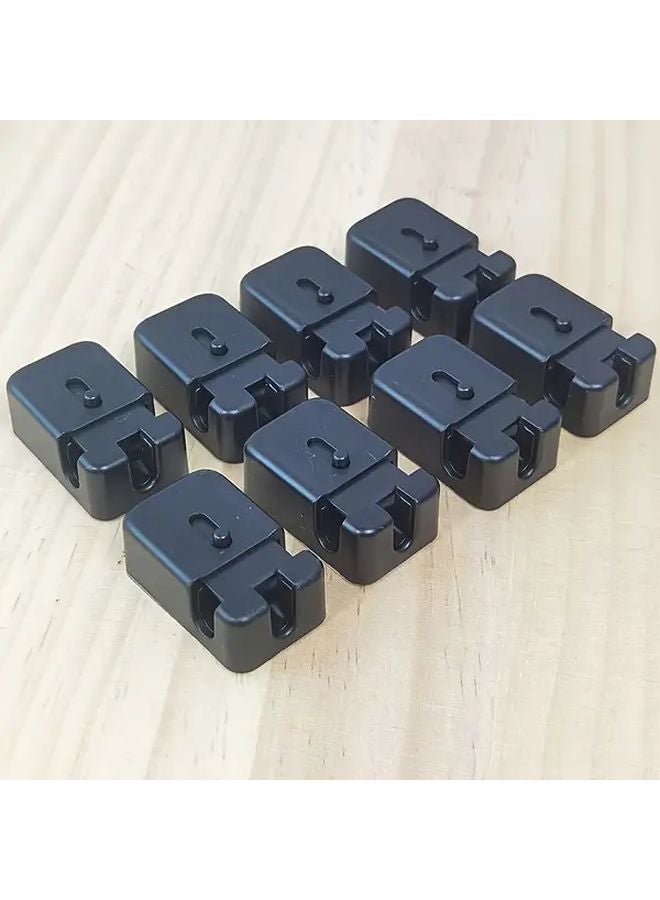 Black Cable Organizer Clips 8pcs Durable PP Material For Desk Home Office Management - Image 1