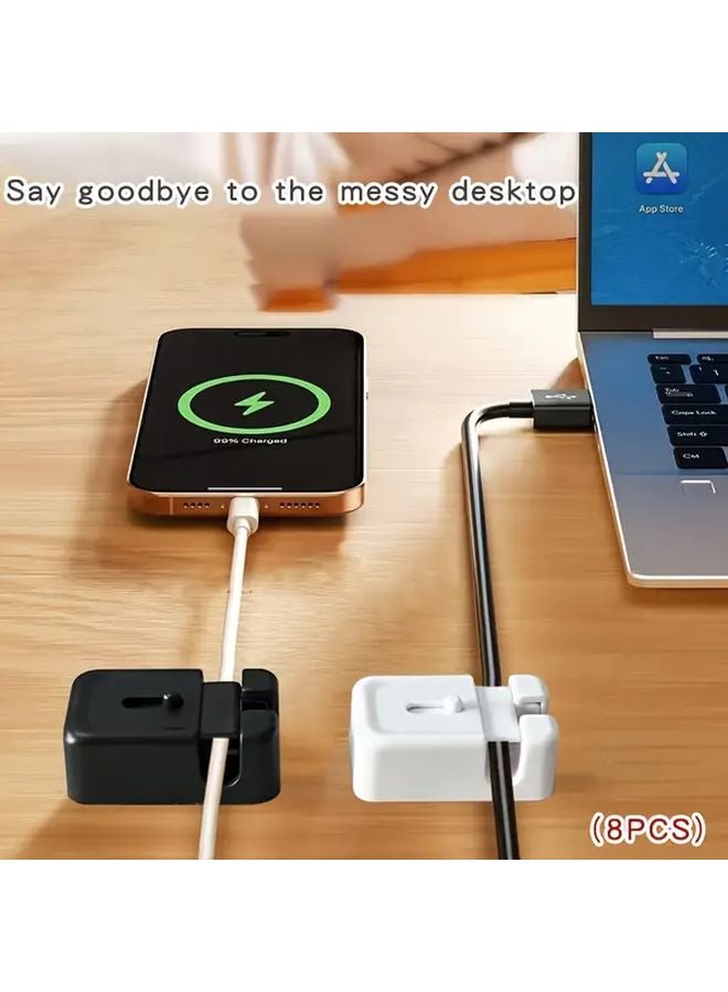 Black Cable Organizer Clips 8pcs Durable PP Material For Desk Home Office Management - Image 2