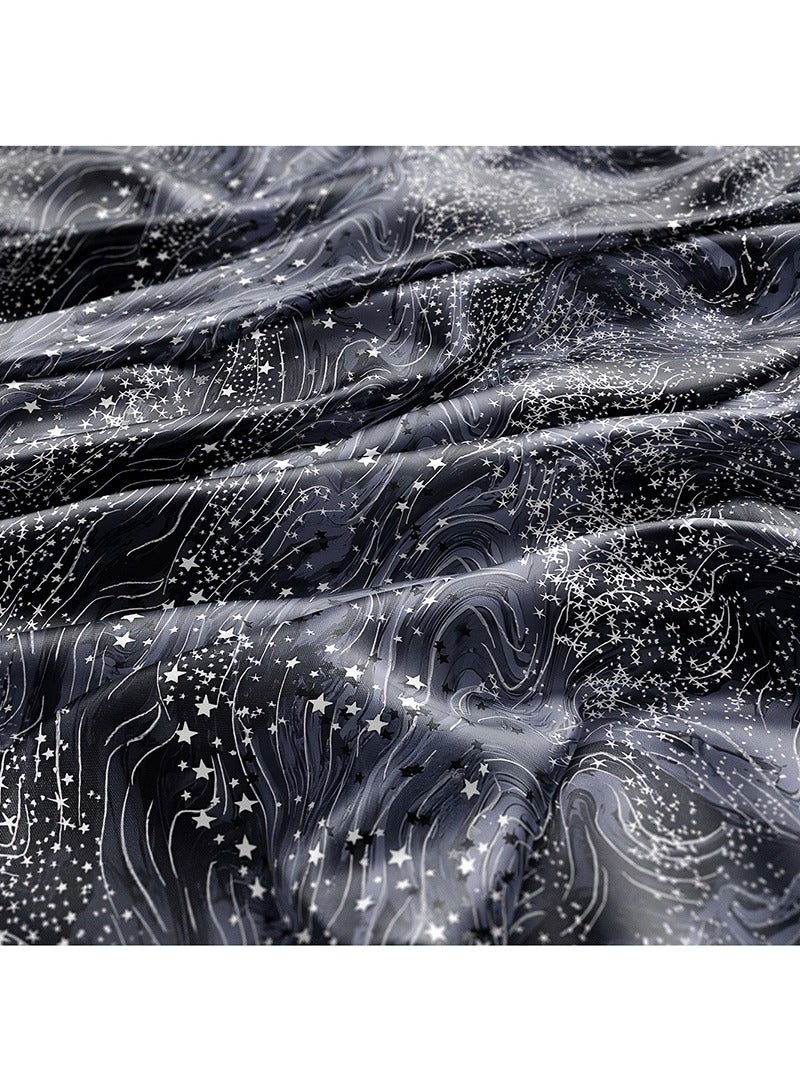 فيلاتو Ø¬Ù„Ø§Ø¨ÙŠØ© Ù…Ø®ÙˆÙŠØ± Ø§Ù„Ù„ÙŠÙ„ Ø¹Ø±Ø§Ù…Ù†ÙŠØŒ Ù‚Ù…Ø§Ø´ Ø­Ø±ÙŠØ± Ø¨Ø§Ù„ÙŠØ§Ø±Ø¯Ø©ØŒ ØªØµÙ…ÙŠÙ… Ù†Ø¬ÙˆÙ… Ø²Ø±Ù‚Ø§Ø¡ Ù…Ù†ØªØµÙ� Ø§Ù„Ù„ÙŠÙ„ØŒ Ø®ÙŠØ§Ø·Ø©ØŒ Ø¹Ø±Ø¶ 58 Ø¨ÙˆØµØ© - Image 3