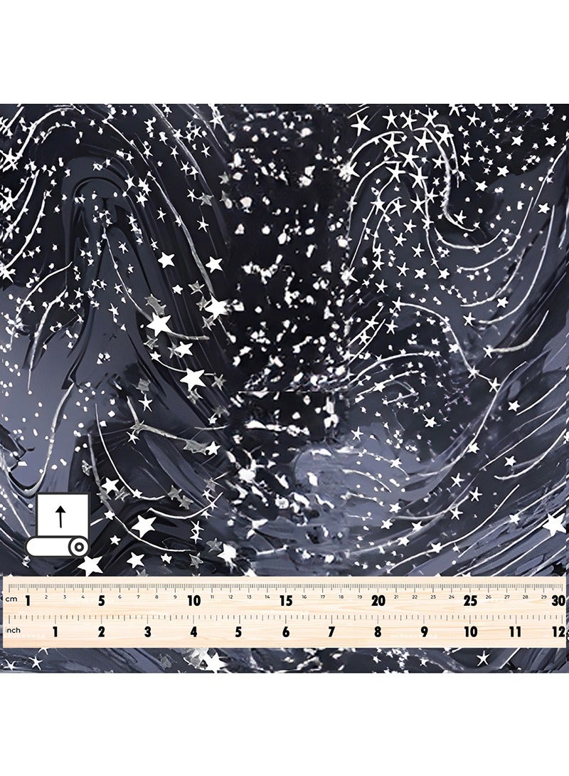 فيلاتو Ø¬Ù„Ø§Ø¨ÙŠØ© Ù…Ø®ÙˆÙŠØ± Ø§Ù„Ù„ÙŠÙ„ Ø¹Ø±Ø§Ù…Ù†ÙŠØŒ Ù‚Ù…Ø§Ø´ Ø­Ø±ÙŠØ± Ø¨Ø§Ù„ÙŠØ§Ø±Ø¯Ø©ØŒ ØªØµÙ…ÙŠÙ… Ù†Ø¬ÙˆÙ… Ø²Ø±Ù‚Ø§Ø¡ Ù…Ù†ØªØµÙ� Ø§Ù„Ù„ÙŠÙ„ØŒ Ø®ÙŠØ§Ø·Ø©ØŒ Ø¹Ø±Ø¶ 58 Ø¨ÙˆØµØ© - Image 4