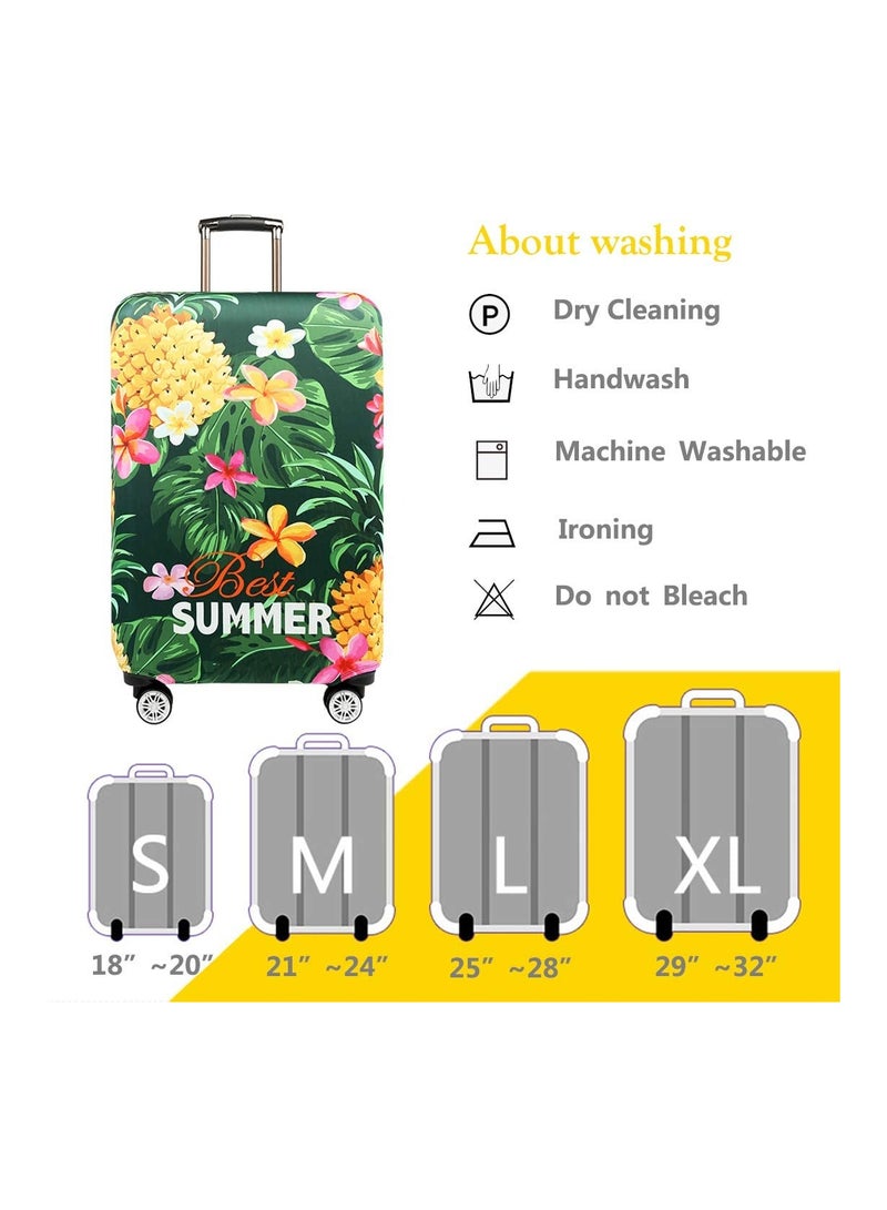 Travel Luggage Cover, Washable Travel Gear Cover Baggage Suitcase Protector, Fit for 25-28 Inch luggage Suitcase Spandex Protective Cover(L, Tropical Pineapple) - Image 4