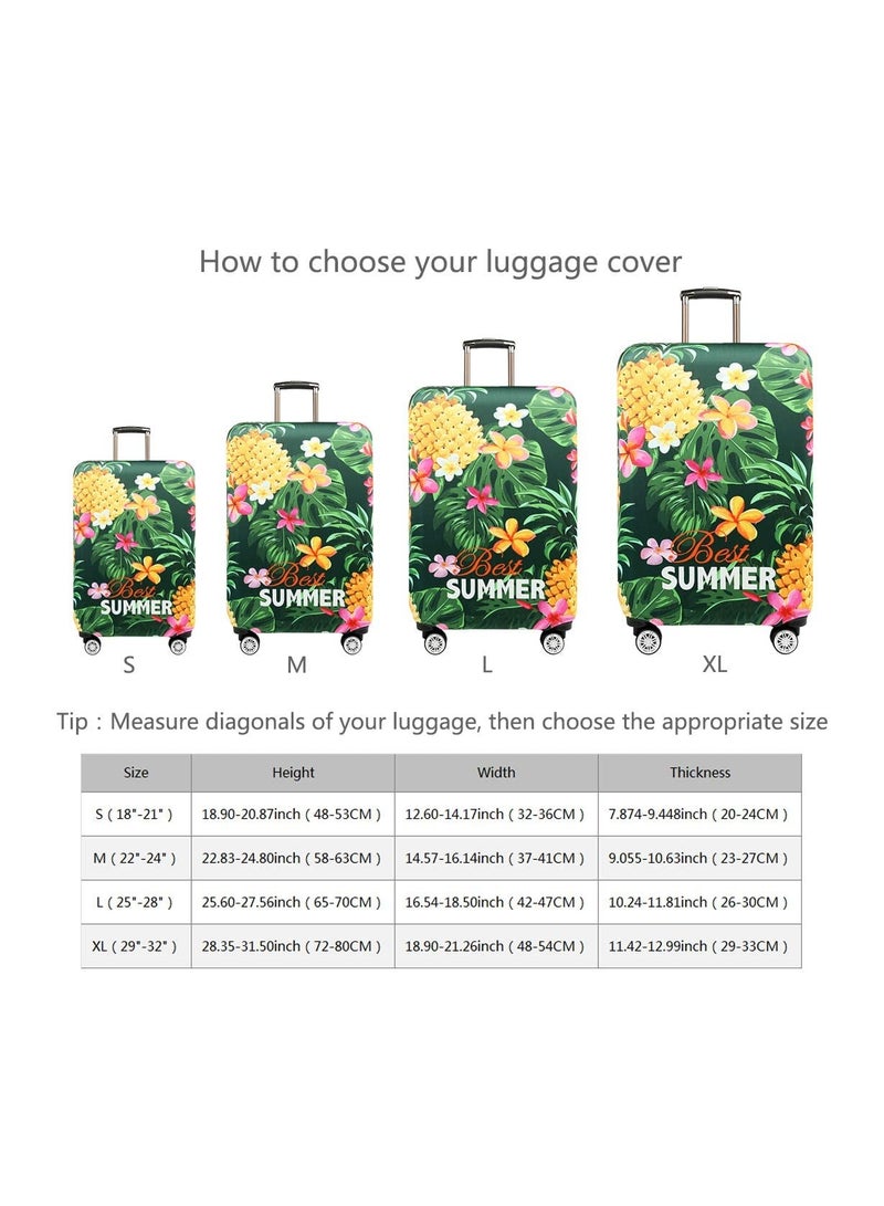 Travel Luggage Cover, Washable Travel Gear Cover Baggage Suitcase Protector, Fit for 25-28 Inch luggage Suitcase Spandex Protective Cover(L, Tropical Pineapple) - Image 2