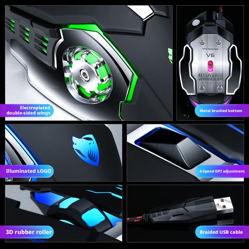 LeiLang V6 Wired Gaming Mouse with RGB Backlit and Programmable - Image 2