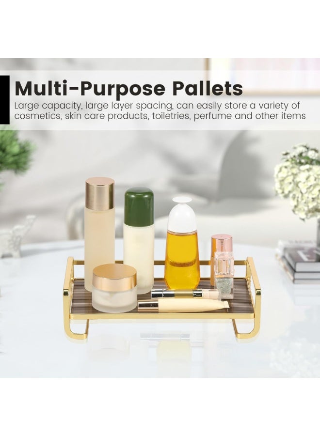 Bathroom Vanity Tray – Silver Acrylic & Metal Perfume Tray for Dresser, Makeup, Skincare & Cologne Organizer – Decorative Waterproof Countertop Tray for Bathroom, Bedroom, or Toilet Tank (Gold) - Image 4