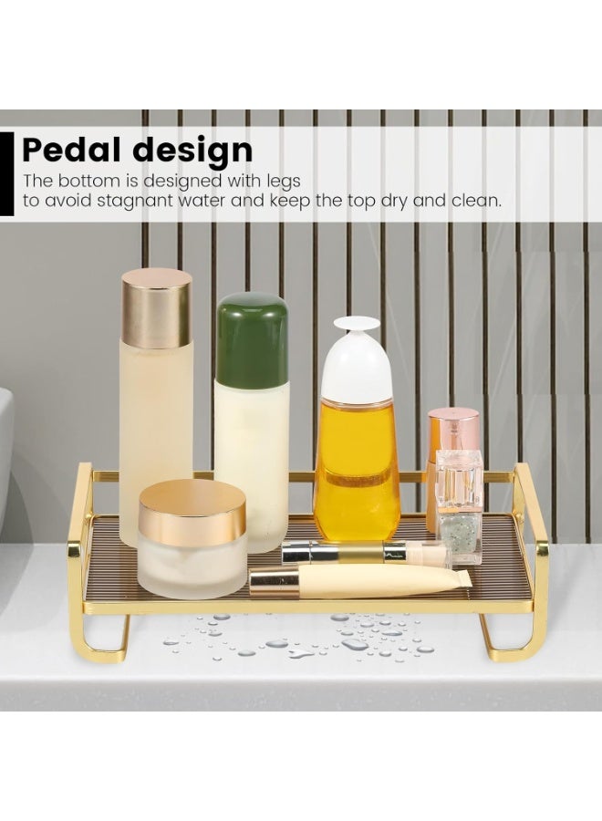 Bathroom Vanity Tray – Silver Acrylic & Metal Perfume Tray for Dresser, Makeup, Skincare & Cologne Organizer – Decorative Waterproof Countertop Tray for Bathroom, Bedroom, or Toilet Tank (Gold) - Image 5