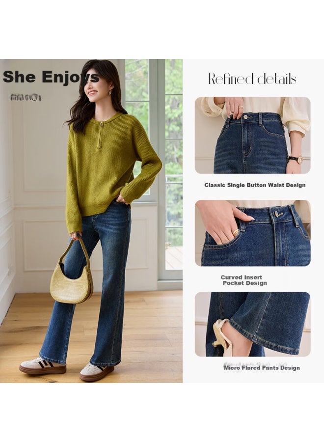 She enjoys Sheen Micro Flared Jeans Women's Elegant Slimming Flared Pants Elastic All-match Spring And Autumn Long Pants Women's Pants T51n060 - Image 2