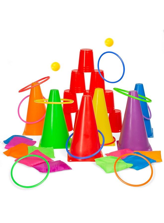 Play Platoon 38 Piece Carnival Games For Kids Indoor Obstacle Course For Kids Backyard Kids Obstacle Course Kids Bean Bag Toss Ring Toss Cones Cups Games For Kids Family Party Outdoor Inside - Image 1