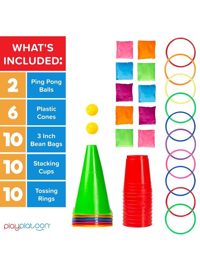 Play Platoon 38 Piece Carnival Games For Kids Indoor Obstacle Course For Kids Backyard Kids Obstacle Course Kids Bean Bag Toss Ring Toss Cones Cups Games For Kids Family Party Outdoor Inside - Image 3