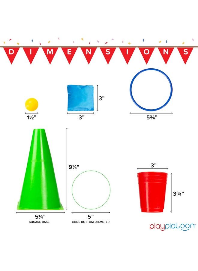 Play Platoon 38 Piece Carnival Games For Kids Indoor Obstacle Course For Kids Backyard Kids Obstacle Course Kids Bean Bag Toss Ring Toss Cones Cups Games For Kids Family Party Outdoor Inside - Image 5
