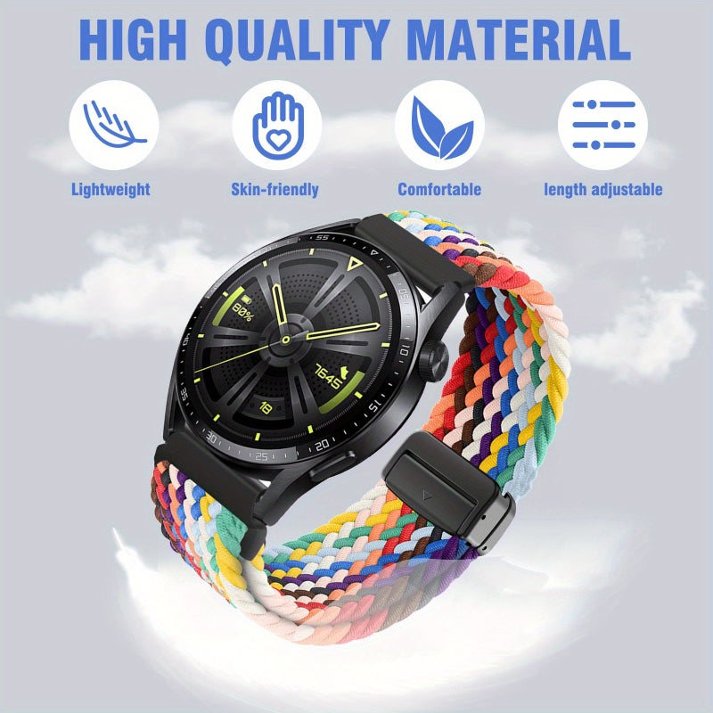 حزام نايلون أخضر مغناطيسي بتصميم مضفر لـ Amazfit Bip 3 Pro للرجال والنساء في الولايات المتحدة - Image 2