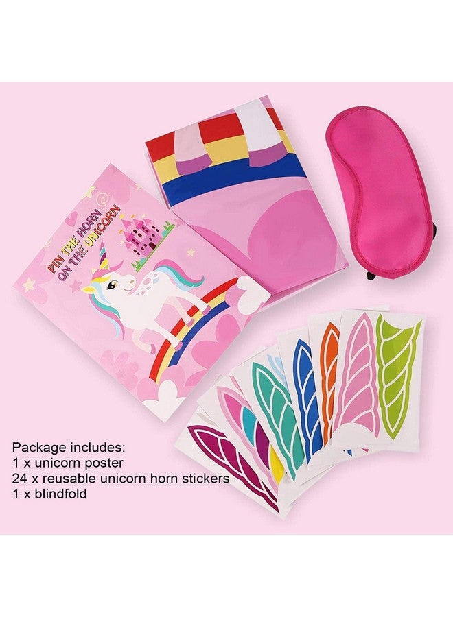 T-Antrix لعبة دبوس القرن على اليونيكورن لعبة حفلة اليونيكورن للفتيات مع ملصق 21'' × 28'' 24 قطعة من القرون لوازم حفلة عيد ميلاد اليونيكورن لتزيين الحائط والمنزل والغرفة - Image 3