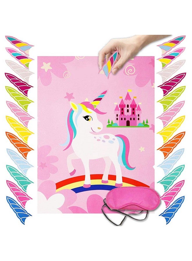 T-Antrix لعبة دبوس القرن على اليونيكورن لعبة حفلة اليونيكورن للفتيات مع ملصق 21'' × 28'' 24 قطعة من القرون لوازم حفلة عيد ميلاد اليونيكورن لتزيين الحائط والمنزل والغرفة - Image 1