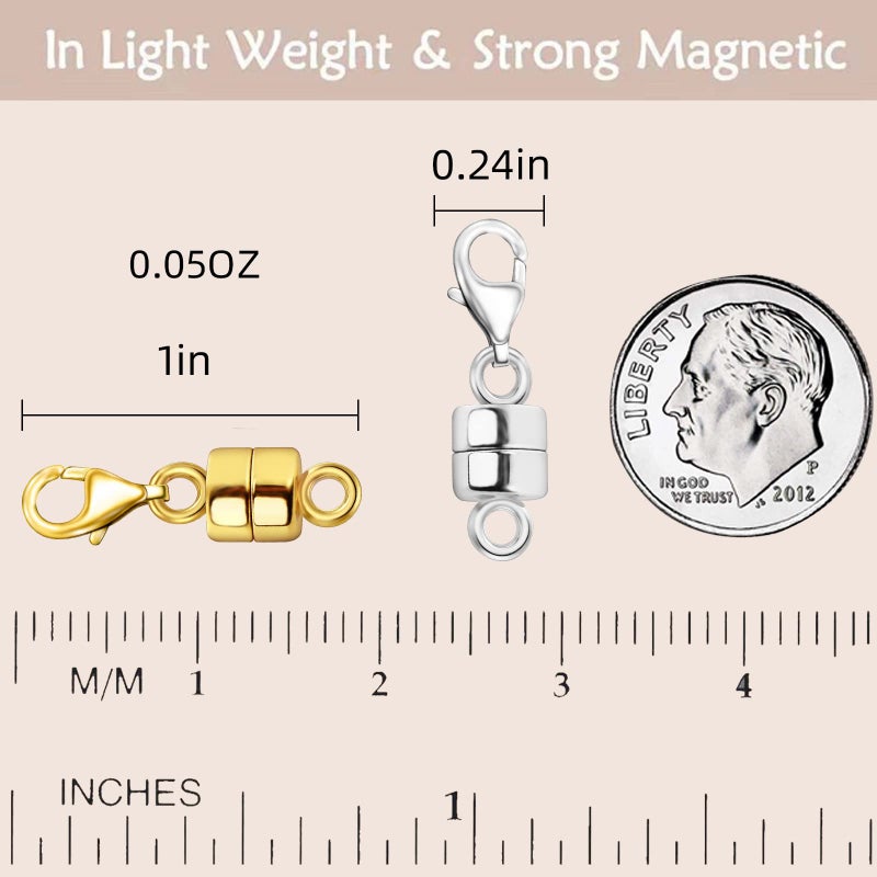 OHINGLT Magnetic Necklace Clasp Extra Strong, Gold and Silver Plated Magnet Jewelry Clasps Converters, Bracelet Extender for Women Seniors - Image 2