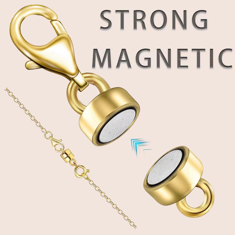 OHINGLT Magnetic Necklace Clasp Extra Strong, Gold and Silver Plated Magnet Jewelry Clasps Converters, Bracelet Extender for Women Seniors - Image 4