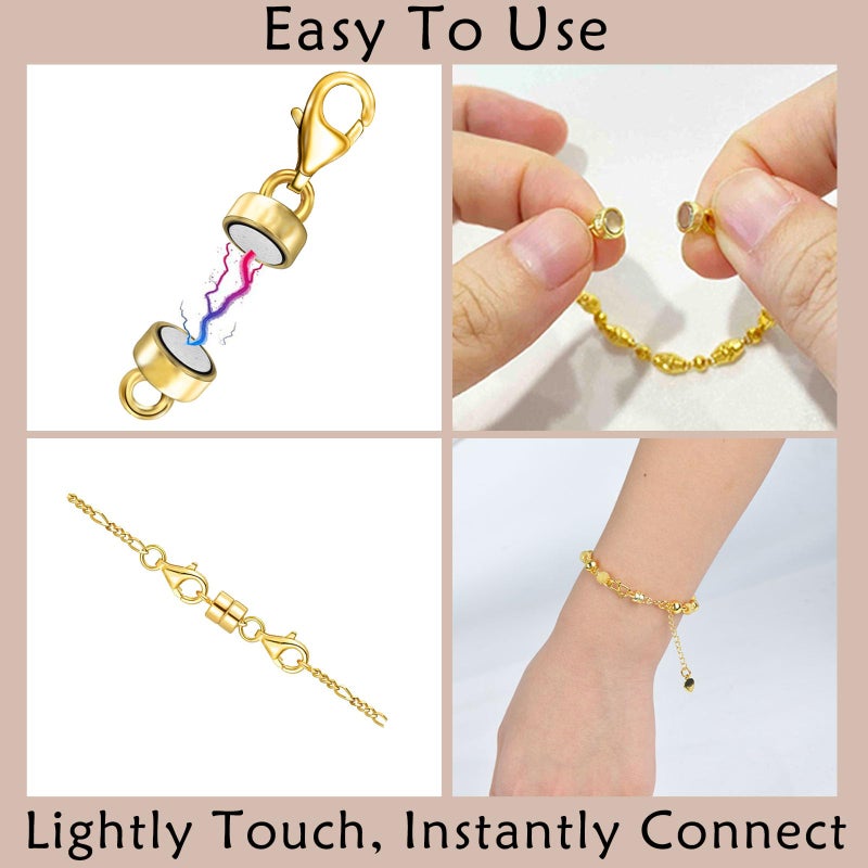 OHINGLT Magnetic Necklace Clasp Extra Strong, Gold and Silver Plated Magnet Jewelry Clasps Converters, Bracelet Extender for Women Seniors - Image 5