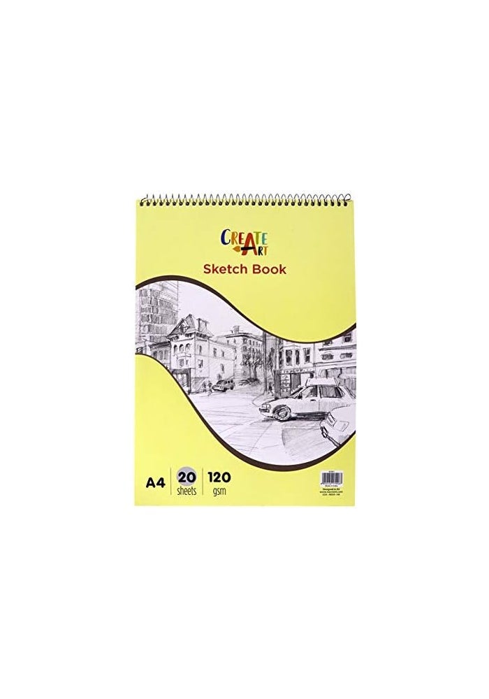 Create Art Design A4 Spiral Sketch Book - 20 Sheets - Image 1
