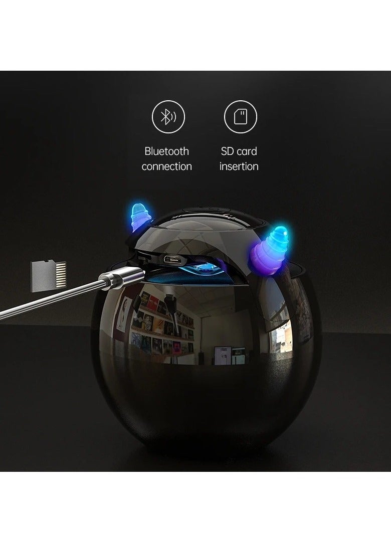 ارواق مكبر صوت بلوتوث، مكبر صوت مع ساعة منبه رقمية، مشغل موسيقى لاسلكي مدمج ومحمول، مكبر صوت مزدوج الاستخدام وساعة منبه مع أضواء LED، (قطعة واحدة، أسود) - Image 4