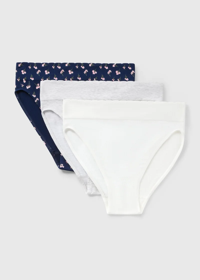 Matalan 3 Pack Navy Floral High Leg Knickers