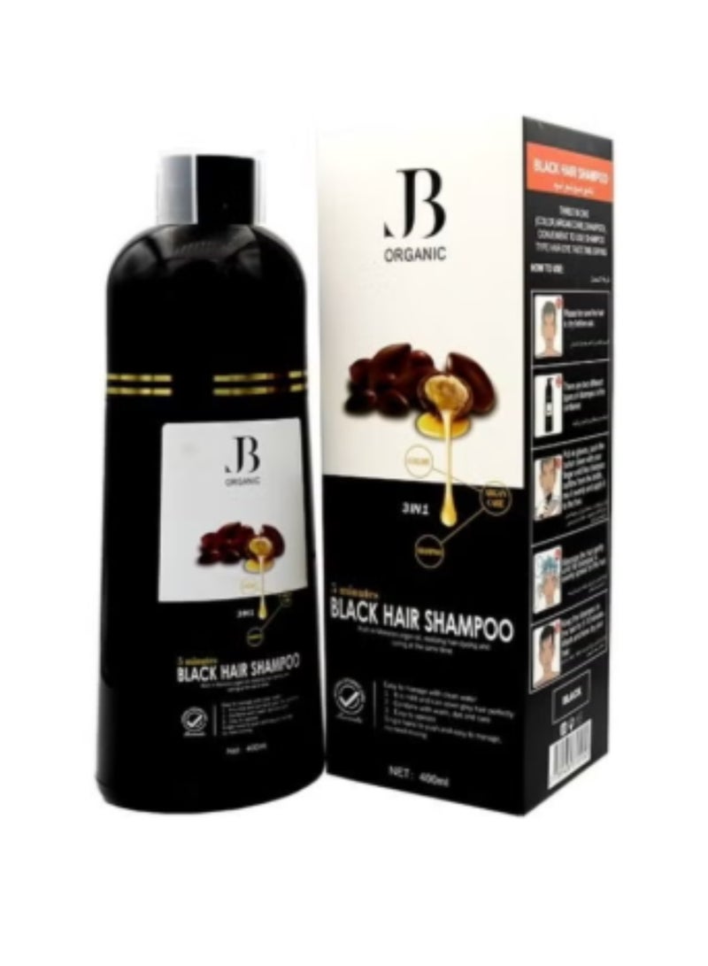 جي بي اورجانيك شامبو صبغة الشعر بزيت الارجان أسود من جي بي 3 في 1 400 مل - Image 2