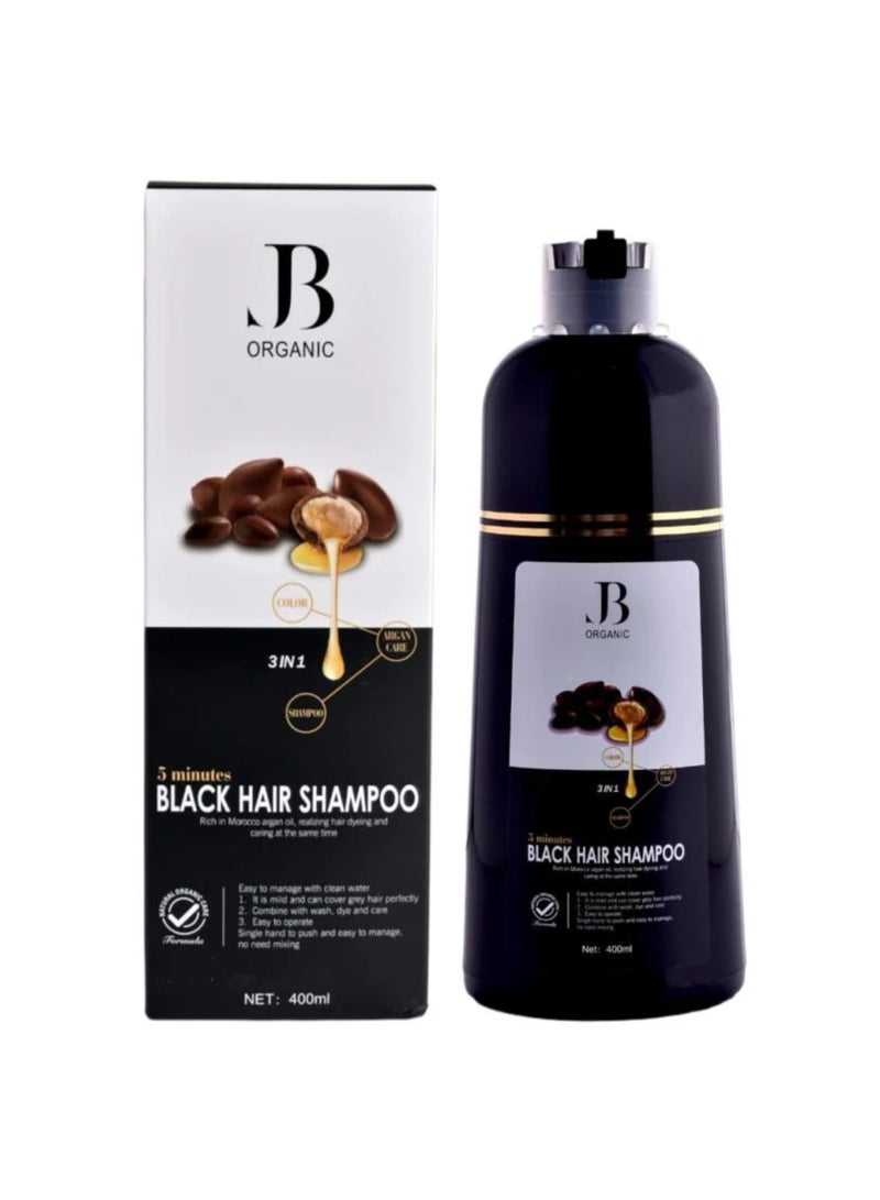 جي بي اورجانيك شامبو صبغة الشعر بزيت الارجان أسود من جي بي 3 في 1 400 مل - Image 1
