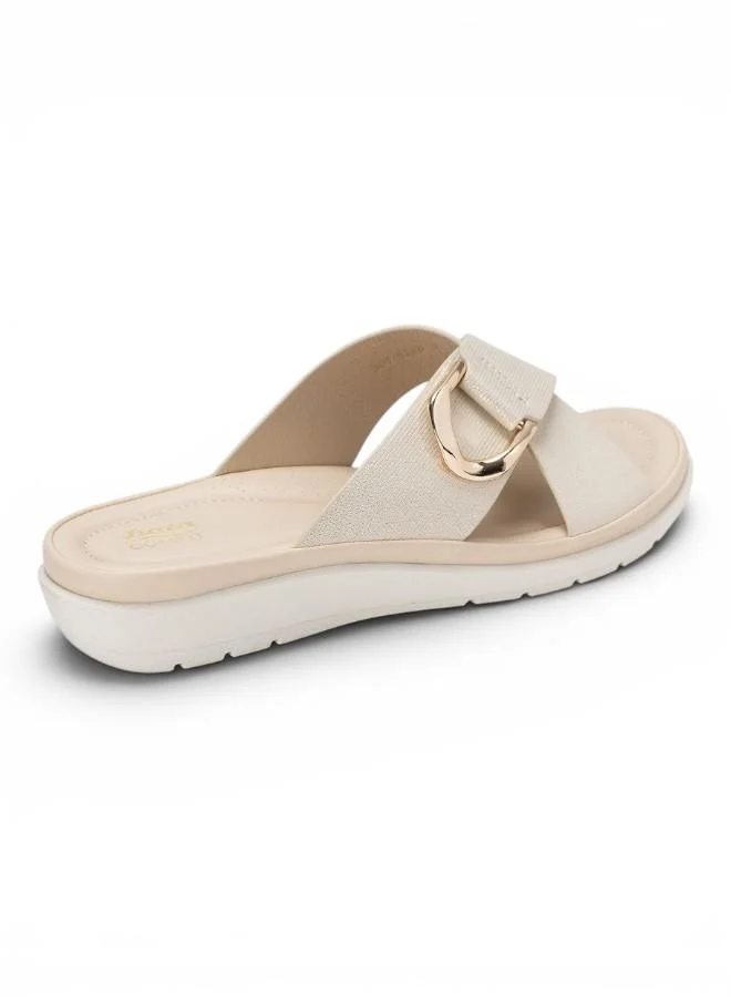 Bata Gold Casual Buckle Strap Slide Sandals for Women | Best Price UAE