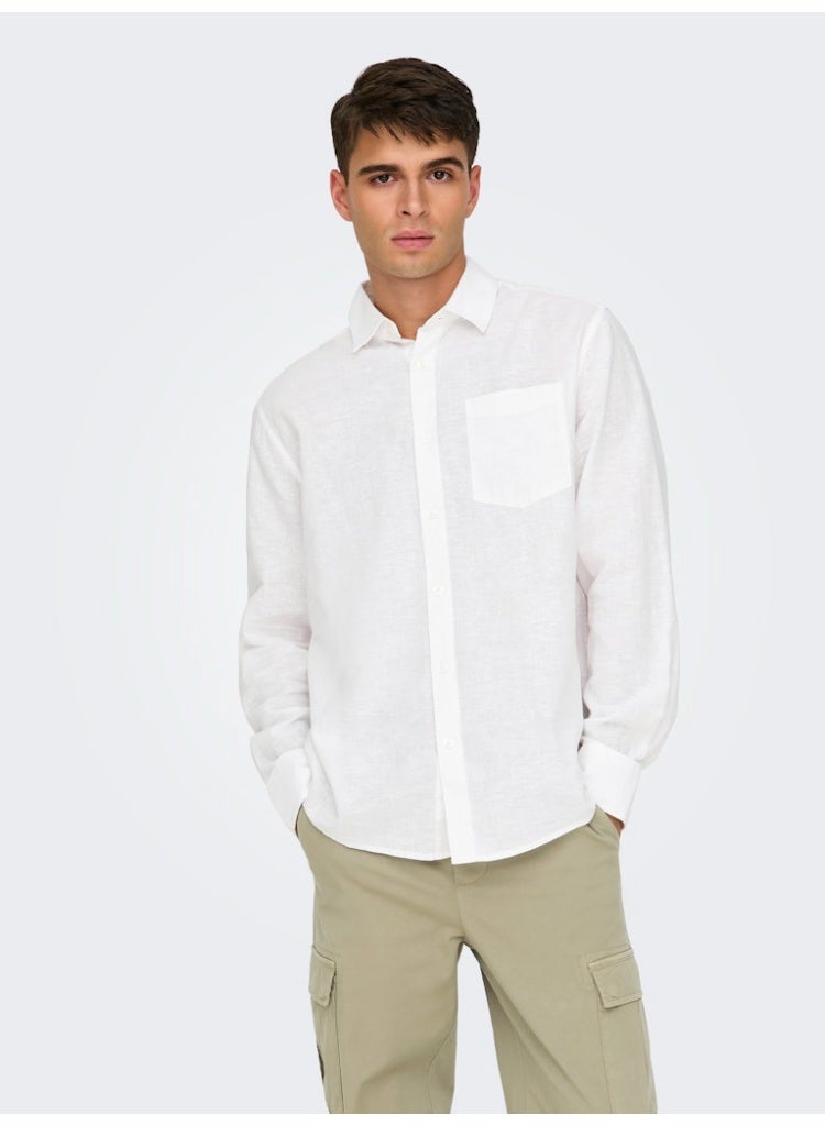 Only & Sons Men's Linen-Cotton Full Sleeve Shirt - Image 1