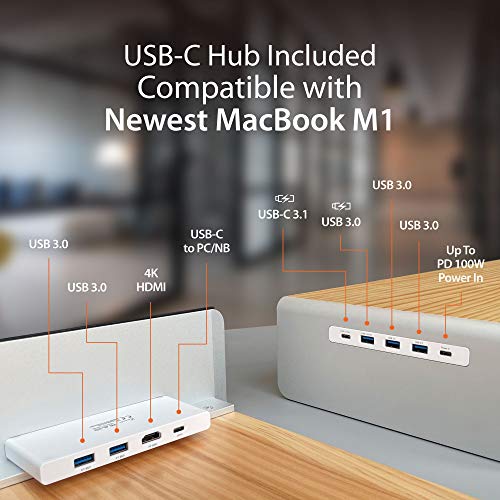 j5create Wooden Monitor Stand with USB Type C/HDMI Docking Station - USB 3.1 C to C Cable Included - Handmade Wood Panel with Aluminum Riser for Computer Screens, Laptops, TV - Image 3