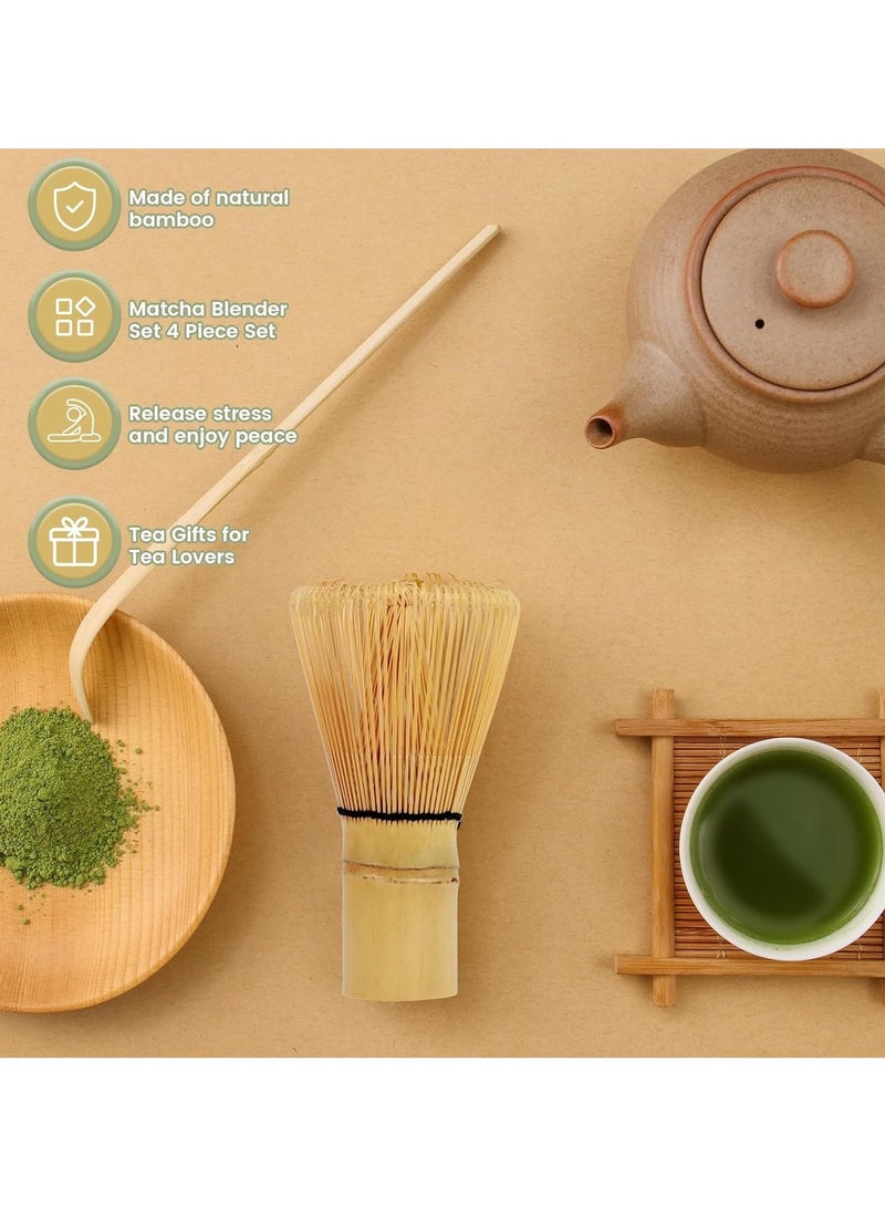 4 Pcs Matcha Set Kit with Premium Quality Ceramic, Tea Scoop Whisk Ceramic Holder, 4 Pieces Traditional Matcha Kit(Green) - Image 5