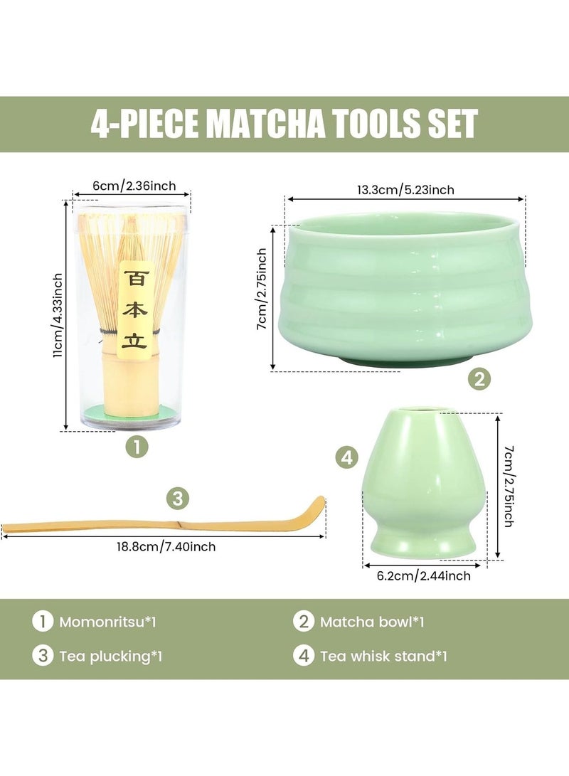 LIVQORA 4-piece Japanese Matcha Set Kit with Premium Quality Ceramic, Tea Scoop Whisk Ceramic Holder, 4 Pieces Traditional Matcha Kit to Prepare Traditional Matcha Tea, 100% Natural Matcha Gift Kit(Green) - Image 2