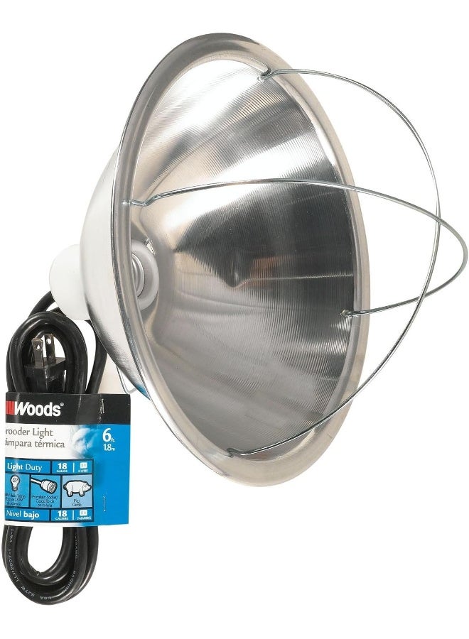 Woods 0165 Brooder Lamp with Bulb Guard, 10.5in Reflector and 6ft Cord (250 Watt, 18/2 SJTW) - Image 2