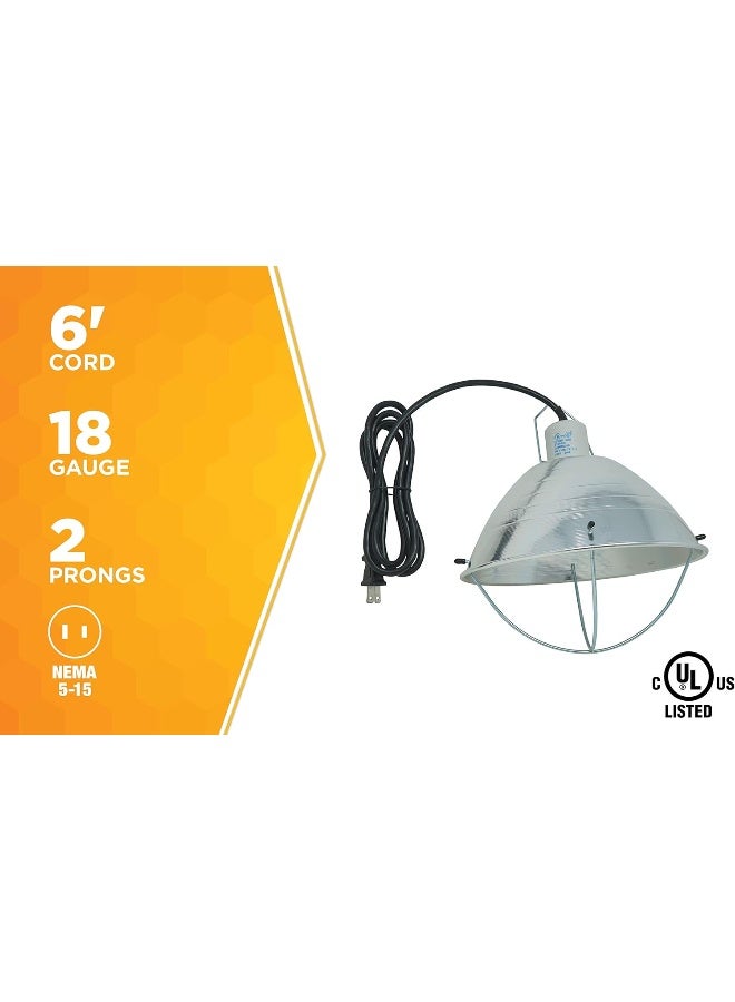 Woods 0165 Brooder Lamp with Bulb Guard, 10.5in Reflector and 6ft Cord (250 Watt, 18/2 SJTW) - Image 5