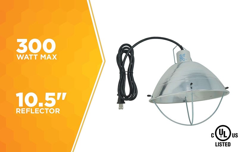 Woods 0165 Brooder Lamp with Bulb Guard, 10.5in Reflector and 6ft Cord (250 Watt, 18/2 SJTW) - Image 4