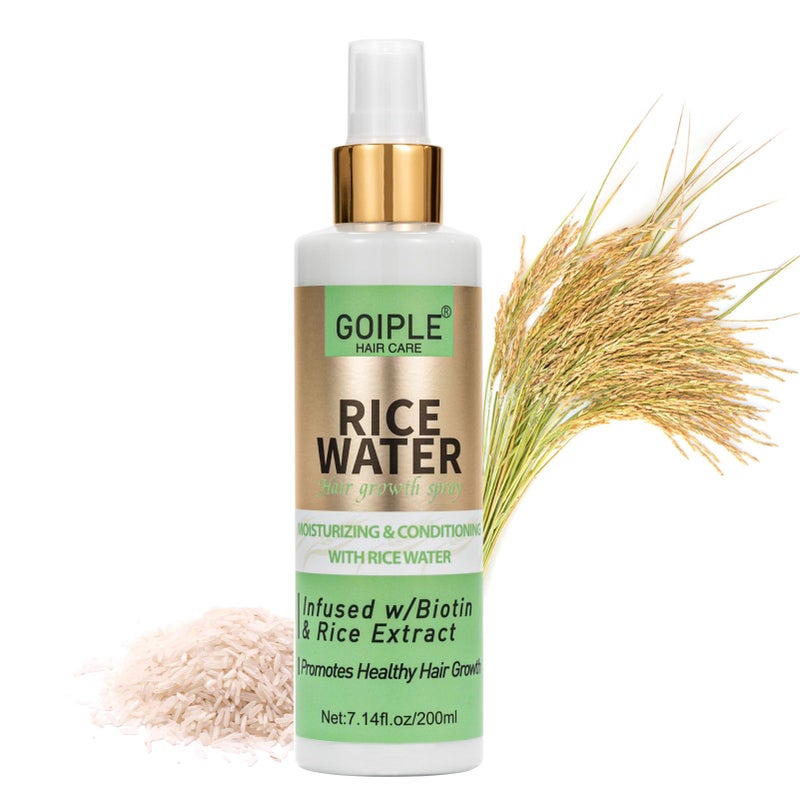 GOIPLE Rice Water For Hair Growth, 7.14 Fl Oz Leave in Care Products for Women & Men, Spray, Mist Dry, Frizzy, Weak, Damaged Hair" - Image 1