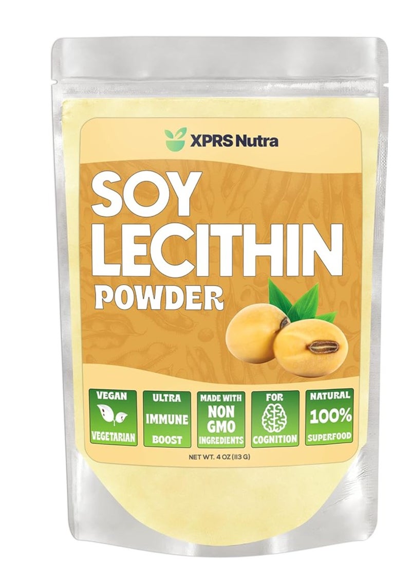 XPRS Nutra مسحوق ليسيثين الصويا - مسحوق ليسيثين مستحلب دهني صالح للطعام - مناسب للطهي والخبز والمزيد - مسحوق ليسيثين الصويا الصديق للنباتيين، مساعد في الطهي (4 أونصة) - Image 1