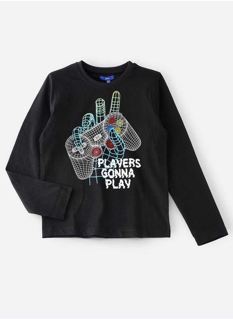 JAM Knit f/slv t-shirt with print at front  - Image 1