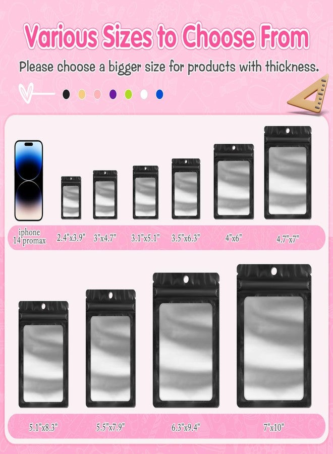 FUNFERY Mylar Resealable Bags Foil Packaging Bags with Clear Window,Zipper Pouch Smell Proof Bag for Food Storage,Cookies,Sample,Small Business(Black,2.4x3.9inch)-98 Pack - Image 5