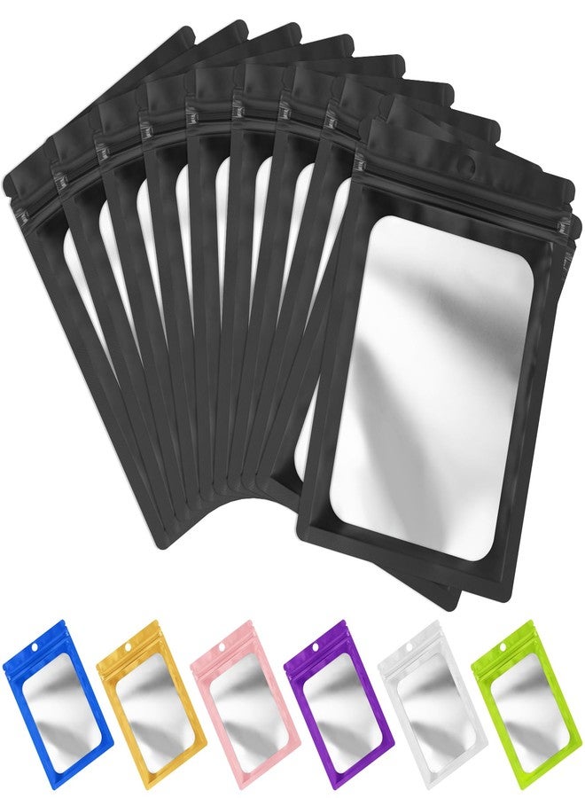 FUNFERY Mylar Resealable Bags Foil Packaging Bags with Clear Window,Zipper Pouch Smell Proof Bag for Food Storage,Cookies,Sample,Small Business(Black,2.4x3.9inch)-98 Pack - Image 1