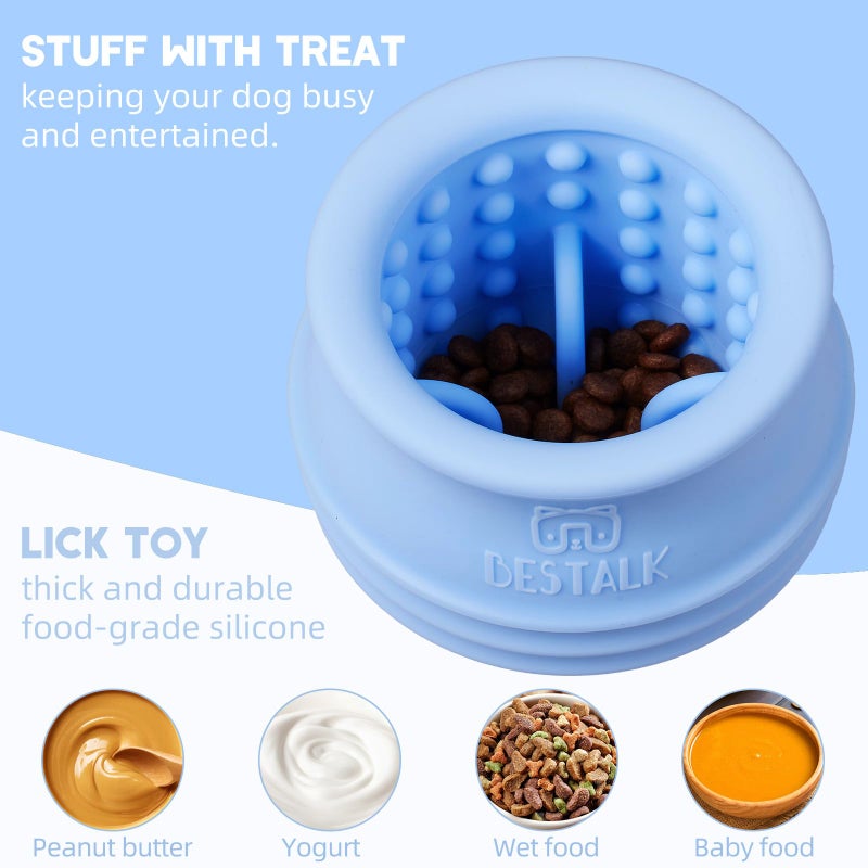 Bestalk Dog Enrichment Treat Toy, Long-Lasting Wobbly Interactive Freeze Lick Toys for Dogs, Stuffable Puzzle Feeder Toy for Boredom, Silicone Treat Dispensing Chew Toy (Baby Blue,S) - Image 4