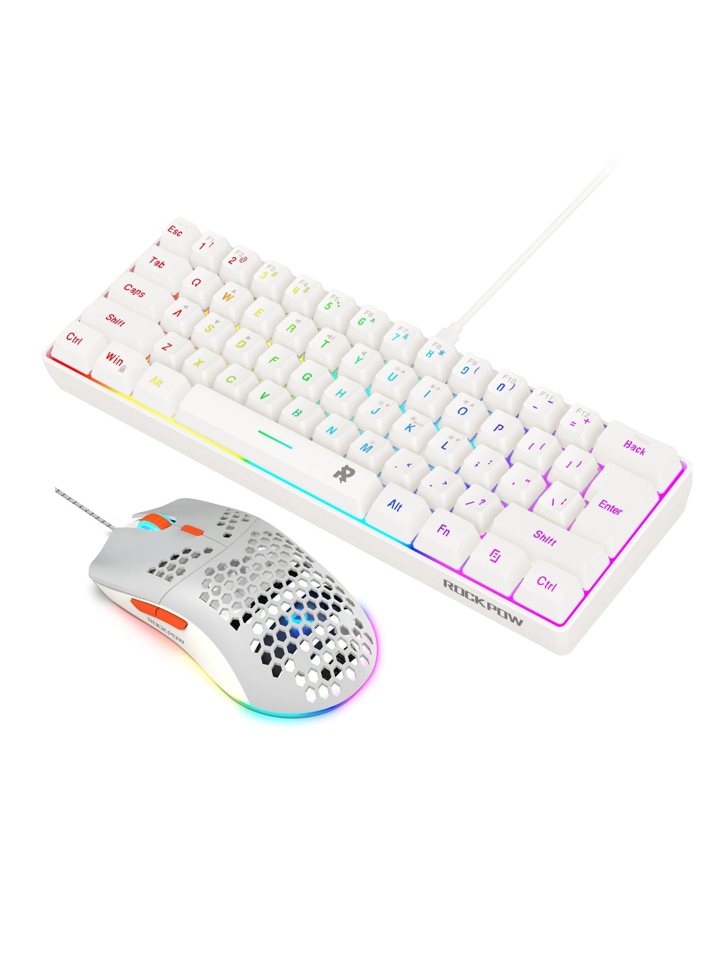 60% Wired Gaming Keyboard Mouse Combo,RGB Gaming Mice Ergonomic Ultralight 8000DPI Optical Sensor,61 Keys RGB Backlit Gaming Keyboard,Ultra-Compact Mini Waterproof Keyboard for PC Computer Gamer