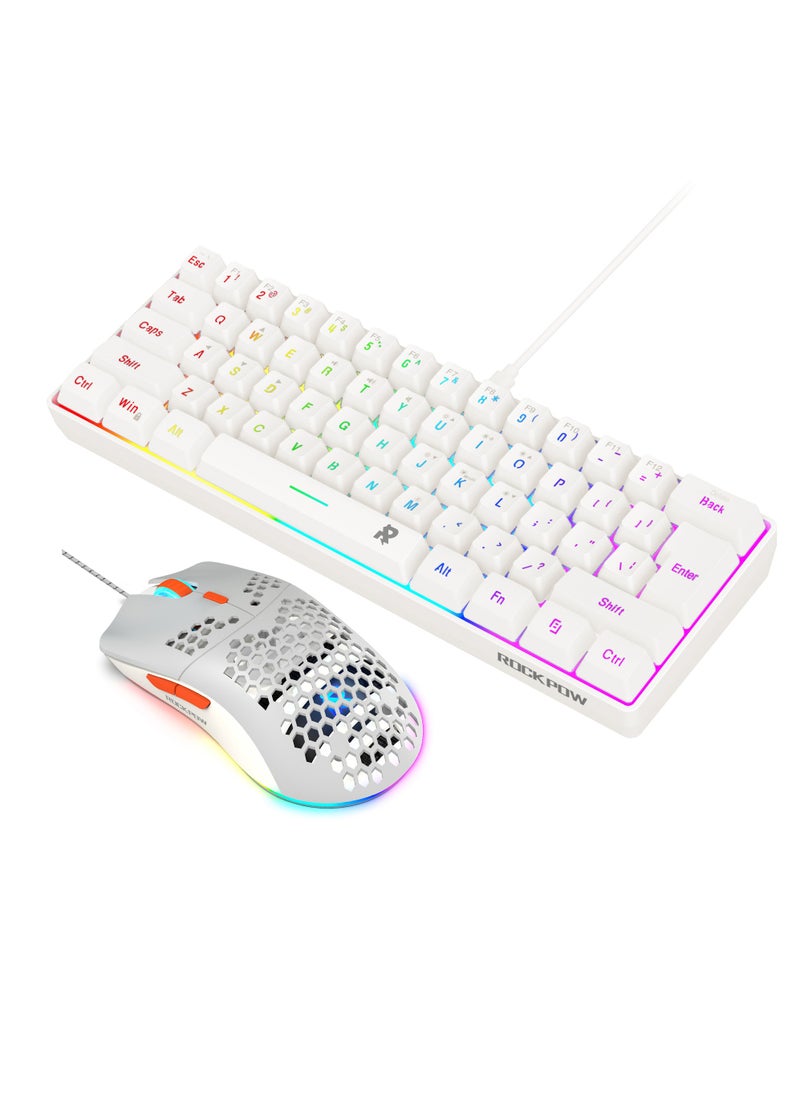 روك بو 60 ٪ سلكية الألعاب لوحة المفاتيح الماوس كومبو,RGB الألعاب الفئران إيرغونومية Ultralight 8000DPI مستشعر بصري,61 مفاتيح لوحة مفاتيح الألعاب RGB الخلفية الضوء,لوحة مفاتيح صغيرة مضادة للماء للكمبيوتر الشخصي لاعب الكمبيوتر  - Image 1