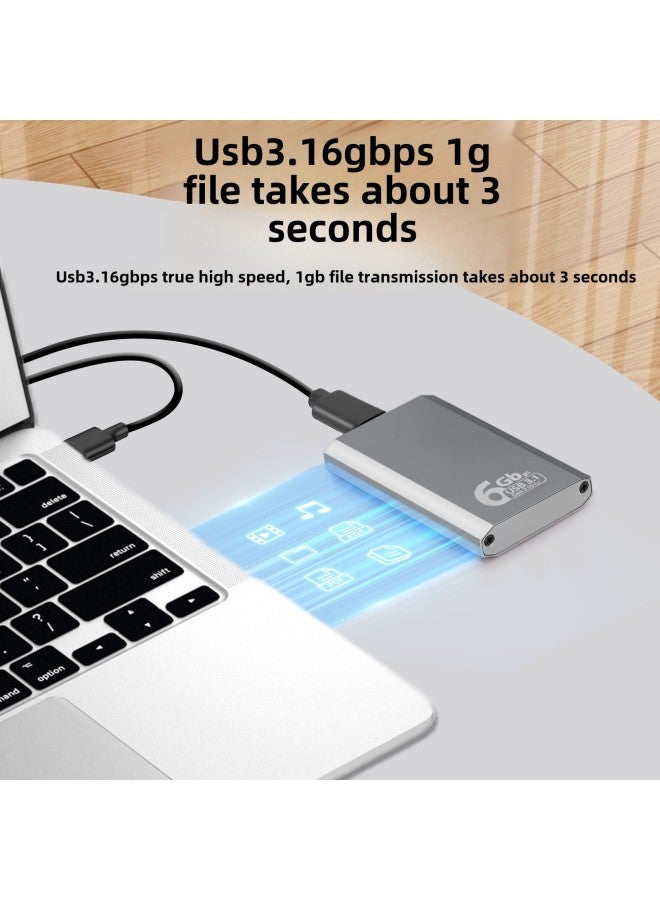 MSATA Solid State Hard Disk Box Type C Aluminum Alloy Mini USB3.1 External Hard Disk Box 6Gbps High Speed Transmission-Color:Gray - Image 5
