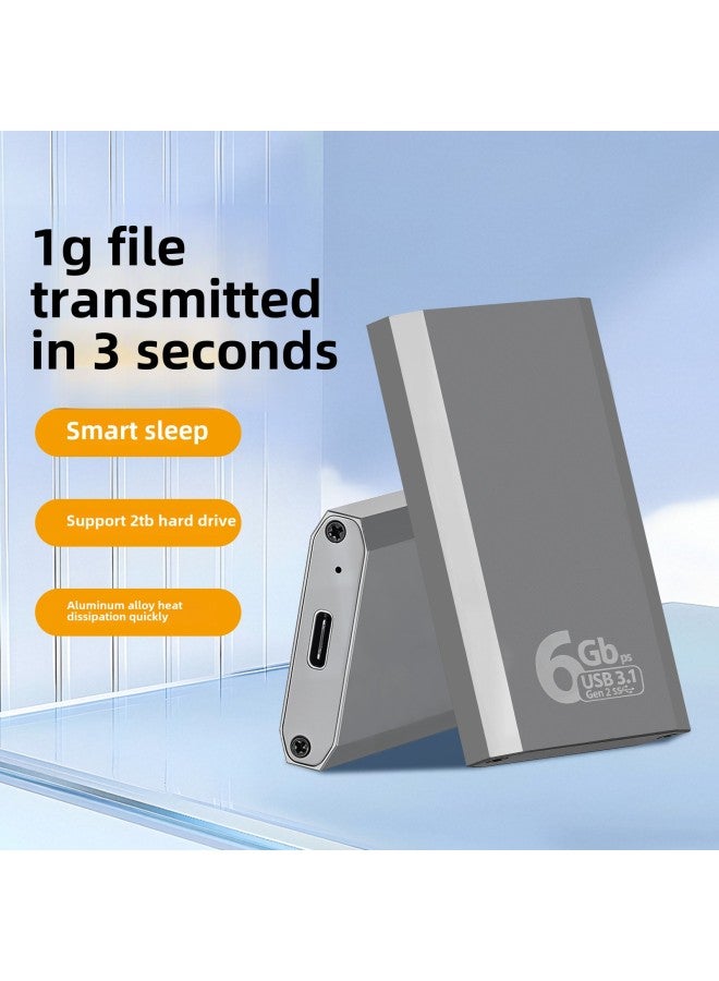 MSATA Solid State Hard Disk Box Type C Aluminum Alloy Mini USB3.1 External Hard Disk Box 6Gbps High Speed Transmission-Color:Gray - Image 2